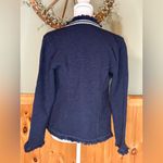 Nic+Zoe  Ribbon Trim Fringe Mix Knit Blazer Women's Dark Indigo Long Sleeve NWOT Photo 4