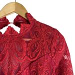 Saylor  Rita Raspberry Red Lace Fit & Flare Long Sleeve Cocktail Mini Dress Large Photo 8