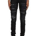 Women’s Amiri MX1 Bandana Patch Distressed Black Skinny Jeans in size 28 Photo 0