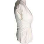 Max Mara  Studio White V-neck Peplum Babydoll Mesh Lined Top Photo 2