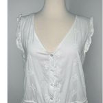 Ellison  Womens White Embroidered Sleeveless Dress Size L Button Front Ruffles Photo 1