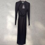 LIONESS  Aswan‎ Cut Out Maxi Dress Black Linen Blend Sz S NWT Photo 3