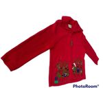Tiara International Christmas Collection Reindeer Cardigan Sz L? Zippere… Photo 2