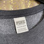 PINK - Victoria's Secret  Dark Heather Gray Red Holiday Logo Crewneck Sweater XS Photo 3