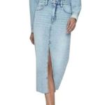 Pistola  Amira Denim Midi Dress Riviera Wash High Slit Long Sleeve Size Small NWT Photo 0