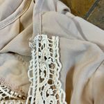 Cream/Tan Crossbody Wrap Blouse with Lace Back Small Tan Photo 10