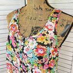 Ambiance Apparel Sheer Chiffon Floral Button Front Tank Top Small Black Photo 4