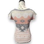 Blu Planet Gray Tribal Knit Top Southwestern Aztec Boho Festival Shirt Sz Medium Photo 2