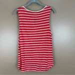 Ella Moss Coral Red Stripe Linen Scoop Neck Keyhole Tank Top Large Photo 6