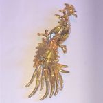 Elegant Vintage Green and Blue Enamel Gold Tone Retro Boho Peacock Bird Brooch Photo 4