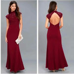 Lulus  Crazy About You Burgundy Lace Backless‎ Maxi Dress Gown Formal Size Small Photo 1