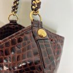 Antonio Melani  Brown Patent Leather Croc Embossed Woven Chain Handle Bag Photo 8