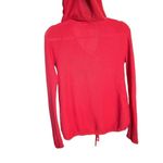 Sparrow Women’s Red Waffle Knit Hooded Henley Long Sleeve shirt Sz S Red Photo 1