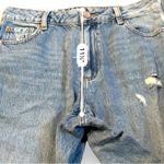 Garage  Denim Droite 90s Straight‎ Leg Light Wash Distressed Raw Hem Jeans Sz 27 Photo 9