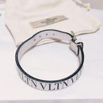 Valentino Garavani Authentic White & Black Thin Leather VLTN Buckle Bracelet Photo 7
