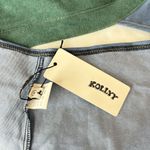 Kollyy Halter Crop Top‎ Blouse Blue Button Front Size Medium Green Collar Photo 12