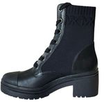 Michael Kors NEW  Brea COMBAT BOOTS Womens 9.5 Black Stretch Knit Leather Lace Up Photo 2