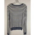Love Tree  Women Pullover Sweater Soft Knit Striped Long Sleeve Blue White Large Photo 3
