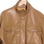 T Tahari NWT Faux Leather Bomber Jacket In Iced latte Photo 3