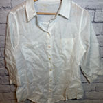 Lilly Pulitzer  women’s 100% Linen White button front Shirt Blouse Size medium Photo 0