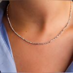 Sterling Silver Small Geometric Fine Dainty Stackable Necklace Photo 2