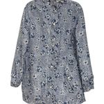 LINDA ANDERSON Rain Jacket Hooded Cinch Waist Leopard Floral Blue EUC Small Photo 0