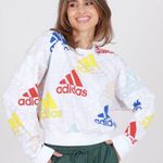 Adidas  White Multicolor Logo Cropped Sweatshirt Size Large Photo 0
