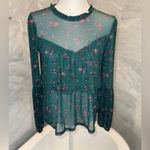 Eyeshadow  Ruffle Long Sleeve Blouse Green Floral Print Blouse Size XS NWT Photo 4