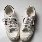 J.Crew Women’s White Sneakers Lace Up with Stripes 8.5 Photo 2