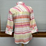 Christopher & Banks NWT Yellow Pink Orange Striped Button Down 3/4 Sleeve Top Photo 3