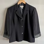 Talbots Vintage  Pure Silk Black Blazer Floral Mesh Cuffs Women’s Size 4 Photo 0