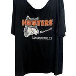 Hooters  Distressed Shirt Size XL Black Cut Neck Cracked Logo Own Texas Photo 0