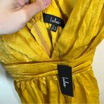 Lulus  Peak Party Vibe Satin Tiered Tie-Back Midi Dress NWT Gold XS Photo 7