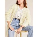 Anthropologie Sweater Sz M LARKIN SHIMMER CARDIGAN Yellow Gold Open SOFT Photo 0