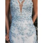 Mac Duggal NEW  Embroidered Applique Feathered One Shoulder Trumpet Gown Size 16 Photo 3