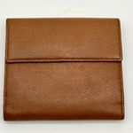 BVLGARI Bulgari Caramel Tan Unisex Textured Leather Bifold Wallet with Large Gold Snap Photo 7