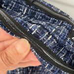 ZARA  Womens Tweed‎ Off The Shoulder Square Neck Long Sleeve Top Blue Small NWT Photo 2