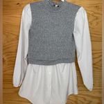 London Rose Gray Knit Vest with White Shirt size M Size M Photo 2