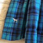 PINK - Victoria's Secret VS PINk flannel turquoise‎ plaid mini skirt size M festival Photo 4