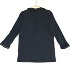 Free People  Annie Rib Knit Collared Top Women S Navy Boho Stylish Travel Resort Photo 6
