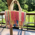 Marshalls Beaded Multicolor Cream Fringe Bag Viral Beaded Statement Bag  NWT Photo 2