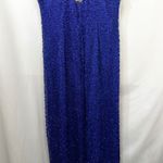 Laurence Kazar VTG  Plus‎ Size XXL Dress Royal Blue Beaded Halter Keyhole Maxi E Photo 15