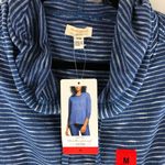 Weatherproof  Womens Sweater Thin Knit Pullover Hooded Pockets Striped Blue M Photo 2