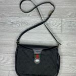 Gucci Vintage Black Canvas Leather Saddle Purse bag long crossbody strap Photo 0