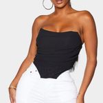 Pretty Little Thing Shape Black Chiffon Ruched Corset Crop Top Photo 0