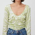 Ganni NWT  Zebra Stripe Ruched Silk Blouse in Margarita Photo 1