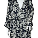 Skies Are Blue Romper Womens Large Navy Blue White Floral Flowers Boho Cottage Photo 0