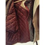 Quilted Olive Green Burgundy Winter Full Zip Coat Jacket Women Small Photo 3