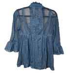 Anna Sui  Sheer Lace 3/4 Sleeve Blouse Boho Romantic Size 2 Photo 2