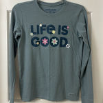 Life is Good Women's Life is Good Daisies Smoky Blue LS Crusher Tee Sz S Photo 0